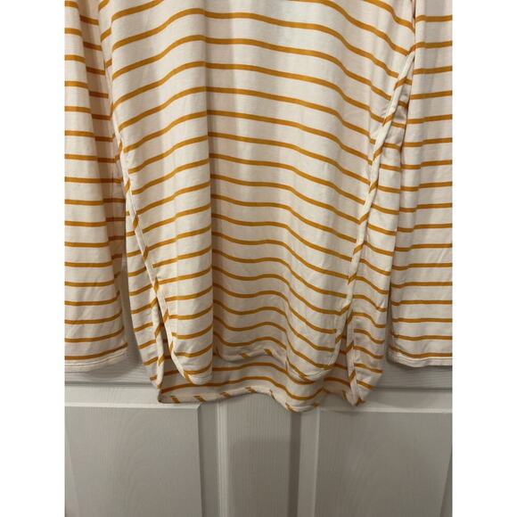 NWT Market & Spruce Zansia Curved Hem Knit Gold and White Striped Top, L - Picture 2 of 5